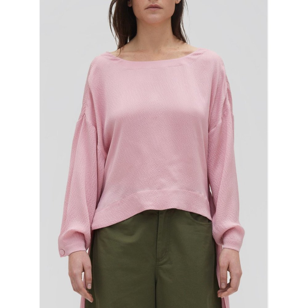 Rodebjer Manuela Silk Wrap Blouse in Petal Pink